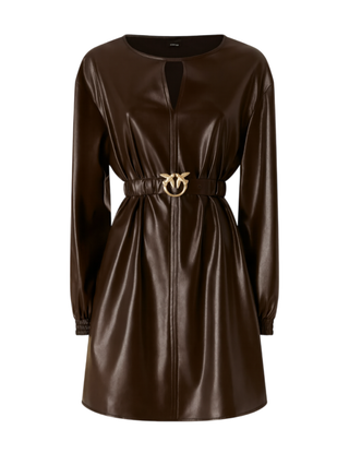 Pinko abito Sfumato in ecopelle con cinta marrone 105587-A2P4 M22 PINKO 