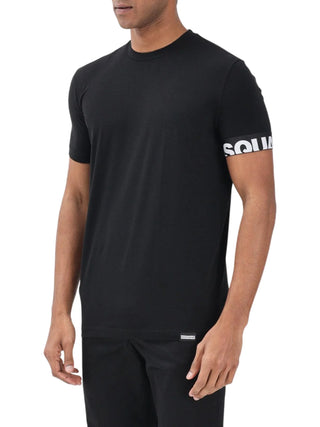 Dsquared2 T-shirt uomo manica corta con fascia logata nero bianco