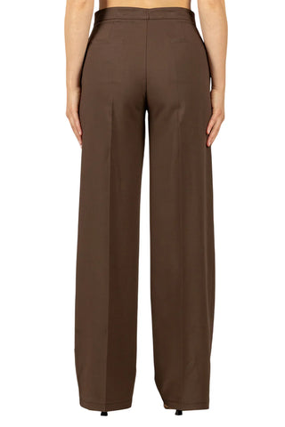 Vicolo pantaloni palazzo donna misto lino marrone