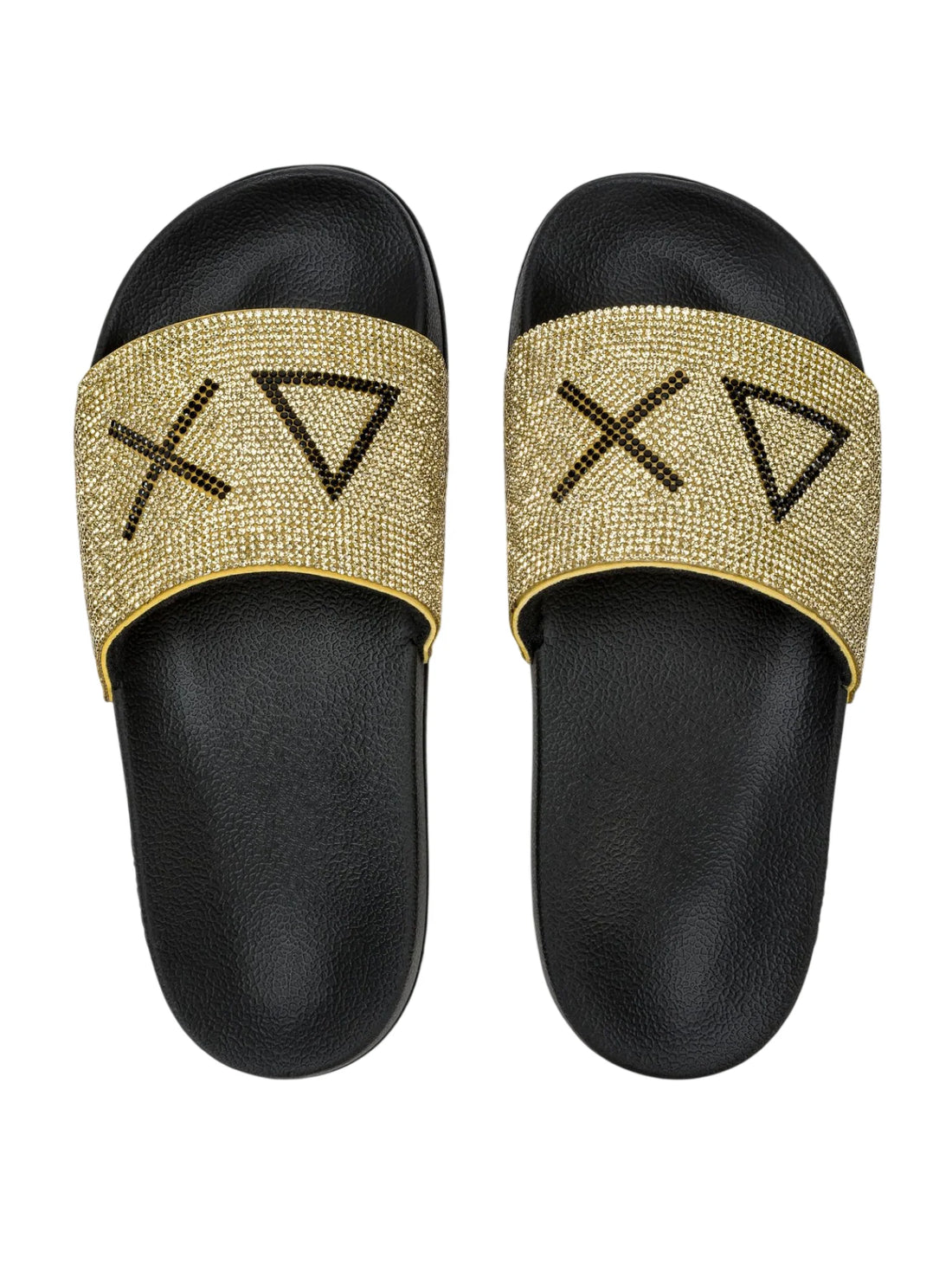 Sun68 ciabatte donna con logo e strass nero oro