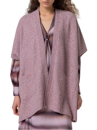 Surkana poncho in maglia misto lana rosa 35POBO831 38 SURKANA 