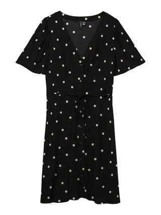 Vero Moda abito chemisier corto donna a pois nero