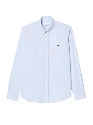 Lacoste camicia uomo manica lunga in cotone celeste