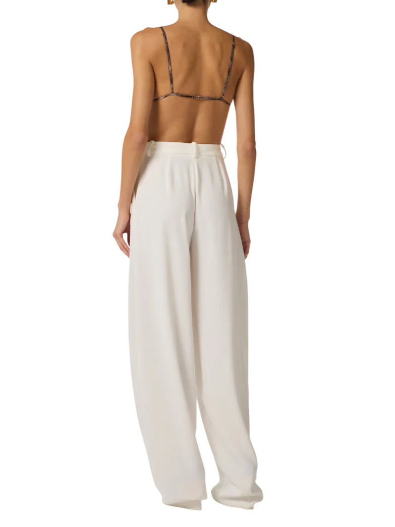 Elisabetta Franchi pantaloni gamba larga tessuto crepe panna