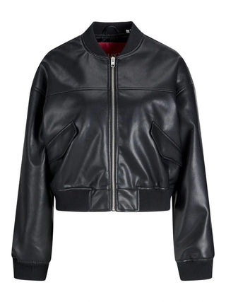 Jjxx giubbino bomber donna in ecopelle nero 12278928 BLACK JJXX 