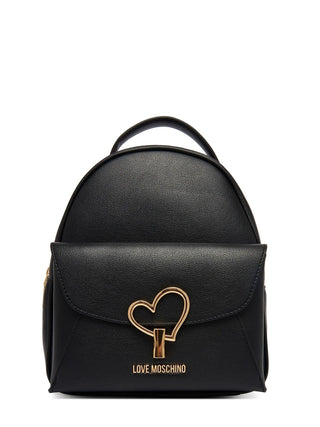 Love Moschino zaino donna in ecopelle con tasca nero oro
