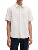 Calvin Klein camicia uomo in cotone check manica corta ecrù