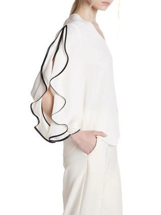 Simona Corsellini blusa misto seta con rouches avorio