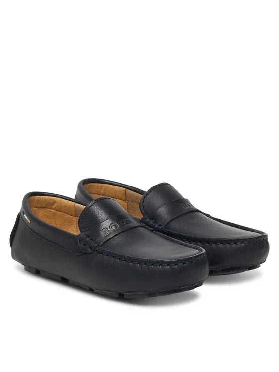 Boss mocassini bambino in pelle blu