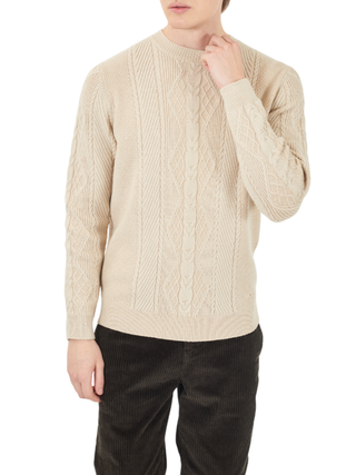 Yes Zee maglia uomo in misto lana beige chiaro M815-MI00 0245 YES-ZEE 