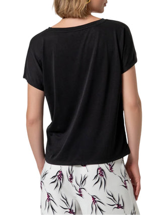 Surkana T-shirt scollo a V donna nero