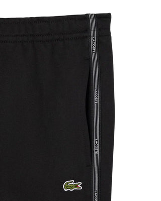 Lacoste bermuda uomo in felpa con banda logata nero