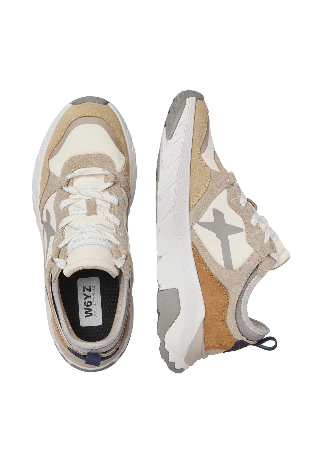 W6yz sneakers uomo in suede e tessuto tecnico beige tortora