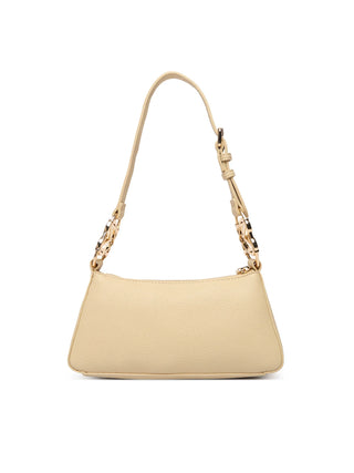 Love Moschino borsa a spalla in ecopelle martellata beige chiaro