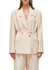 Blugirl giacca blazer doppiopetto misto lino con ricami rosa cipria