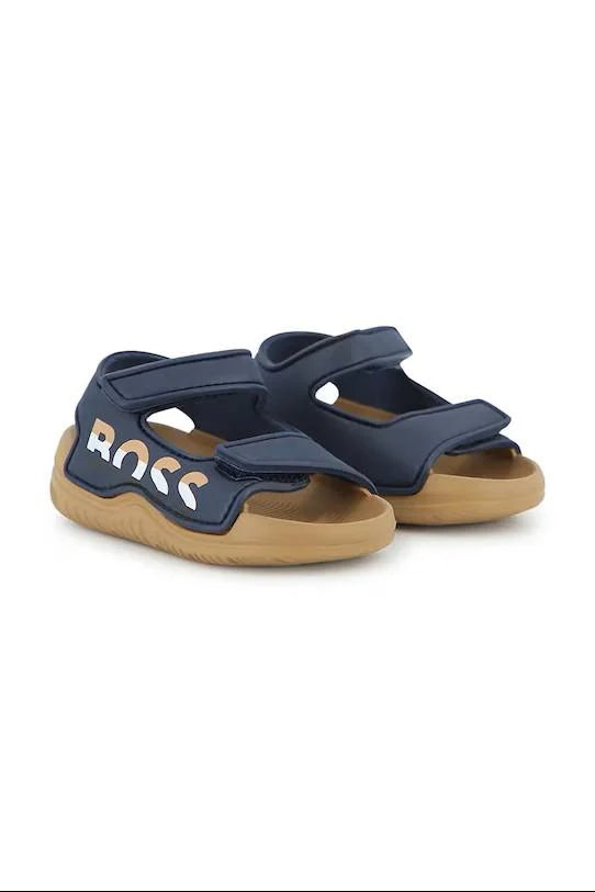 Boss sandali bambino in ecopelle con strappi blu
