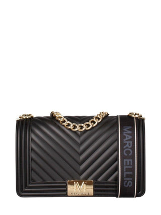 Marc Ellis borsa Flat M in gomma trapuntata nero oro FLAT M 25 BLACK-LIGHT GOLD MARC ELLIS 