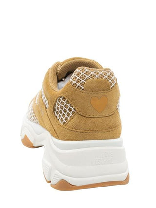 Love Moschino sneakers donna in mesh e suede beige