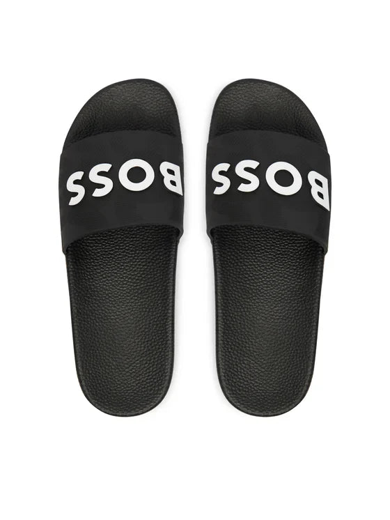 Boss ciabatte bambino con logo nero