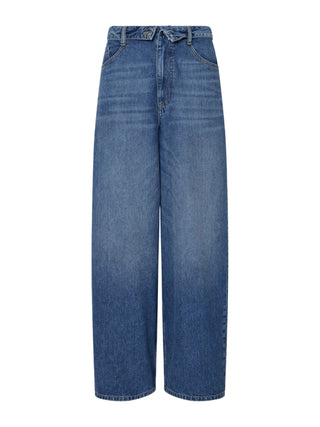 Liu Jo jeans gamba larga Dea con stringhe lavaggio blu
