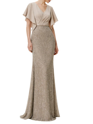 Couture Club abito cerimonia con gonna gioiello beige