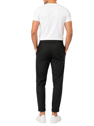 Le Braghe pantaloni uomo con coulisse misto viscosa nero