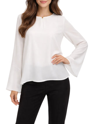 Lola by Sandro Ferrone blusa in georgette dettagli plissè bianco
