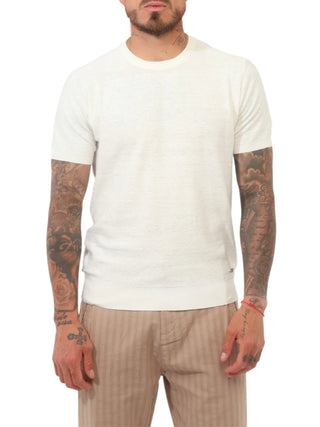 Yes Zee maglia uomo manica corta misto lino panna