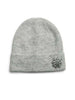 Pieces cappello in maglia lurex con dettaglio gioiello grigio