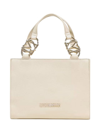 Love Moschino borsa a mano in ecopelle martellata beige chiaro