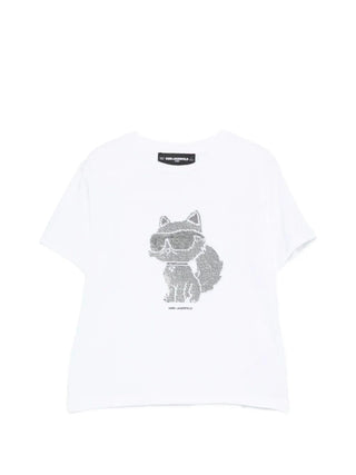 Karl Lagerfeld T-shirt bambina con paillettes bianco