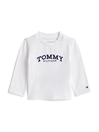 Tommy Hilfiger T-shirt manica lunga con logo bianco