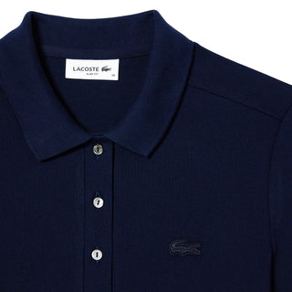 Lacoste polo donna manica corta in piquè blu