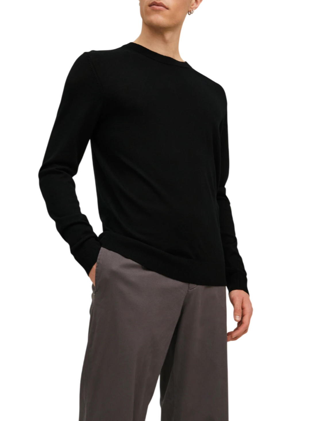 Jack&Jones maglia girocollo in lana nero