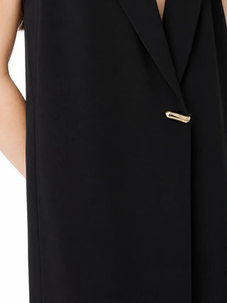 Simona Corsellini gilet lungo donna con bottone gioiello nero