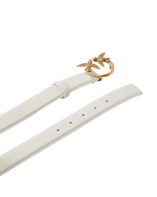 Pinko cintura in pelle con fibbia Love Birds h3 bianco oro 100125-A0F1 Z14Q PINKO