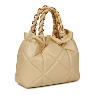 Love Moschino borsa a secchiello in ecopelle trapuntata beige chiaro
