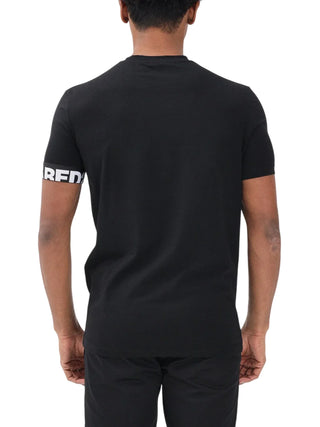 Dsquared2 T-shirt uomo manica corta con fascia logata nero bianco