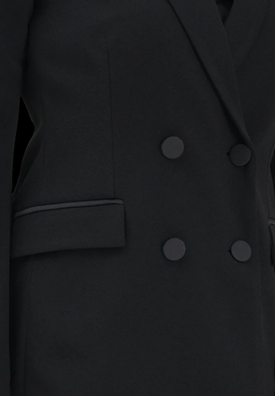 Vicolo giacca doppiopetto con dettagli satin nero