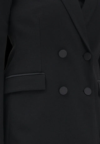 Vicolo giacca doppiopetto con dettagli satin nero