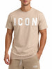 Icon T-shirt maniche corte con logo uomo beige