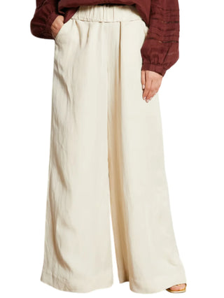 Jc Sophie pantaloni palazzo Leaf misto lino beige chiaro