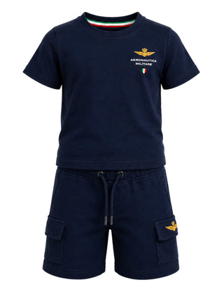 Aeronautica Militare completo bambino T-shirt e bermuda cargo blu