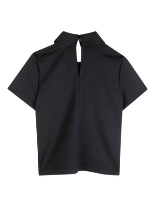 Karl Lagerfeld polo bambina manica corta con logo paillettes nero