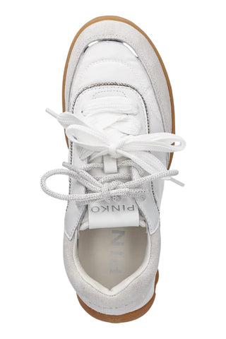 Pinko sneakers Gea doppi lacci con strass bianco