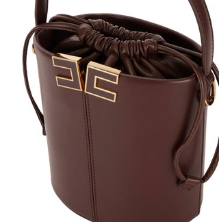 Elisabetta Franchi borsa a secchiello in ecopelle con logo nero