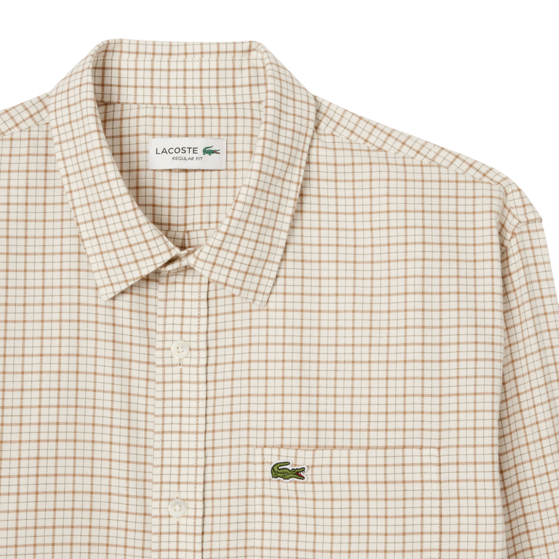 Lacoste camicia in fantasia scozzese panna beige