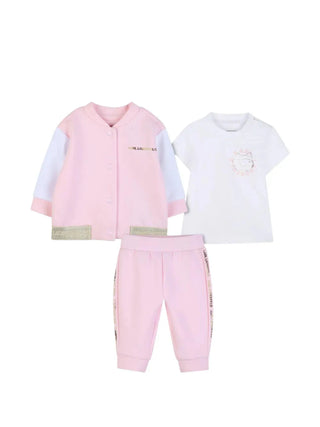 Karl Lagerfeld completo neonata giacca pantaloni T-shirt rosa bianco