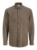 Jack&Jones camicia uomo manica lunga misto lino marrone