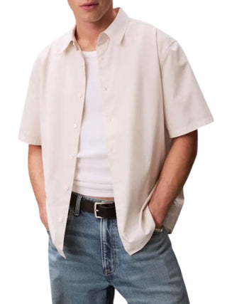Calvin Klein Jeans camicia manica corta uomo relaxed fit ecrù